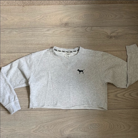 VS Pink Cropped Crewneck Sweatshirt Size XS - Picture 2 of 3